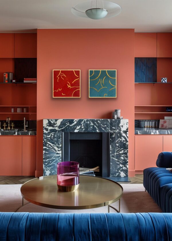 Elementlerin Uyumu – Doku Macunu ve Akrilik ile Hazırlanmış Altın Varaklı Tablo - Görsel 3