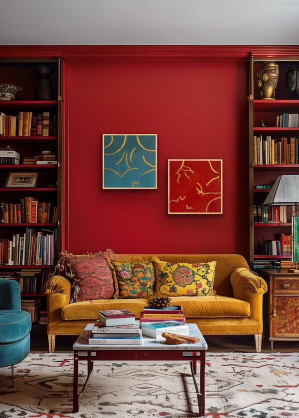 Elementlerin Uyumu – Doku Macunu ve Akrilik ile Hazırlanmış Altın Varaklı Tablo - Görsel 5