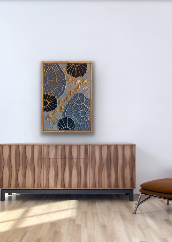 Ying'in Gölgesi Yang'ın Işığı – Doku Macunu, Akrilik ve Altın Varak ile Hazırlanmış Tablo - Görsel 4