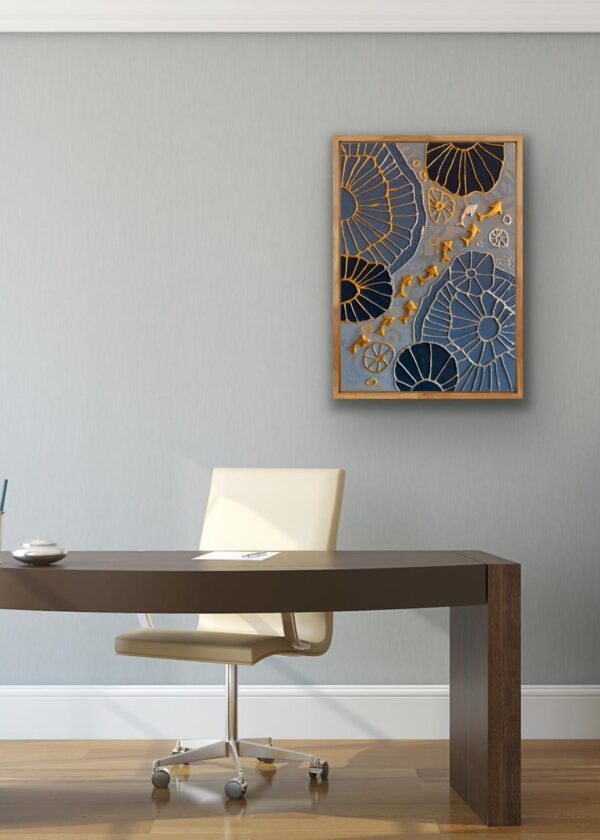 Ying'in Gölgesi Yang'ın Işığı – Doku Macunu, Akrilik ve Altın Varak ile Hazırlanmış Tablo - Görsel 3