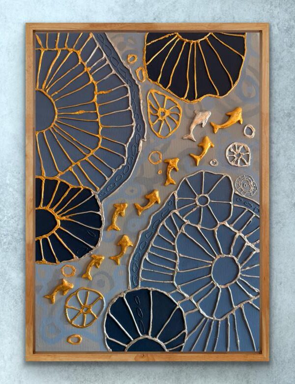 Ying'in Gölgesi Yang'ın Işığı – Doku Macunu, Akrilik ve Altın Varak ile Hazırlanmış Tablo - Görsel 6